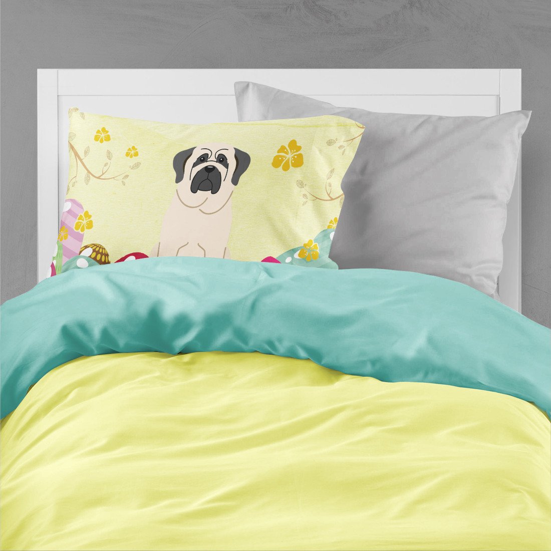 Easter Eggs Mastiff White Fabric Standard Pillowcase BB6017PILLOWCASE by Caroline's Treasures