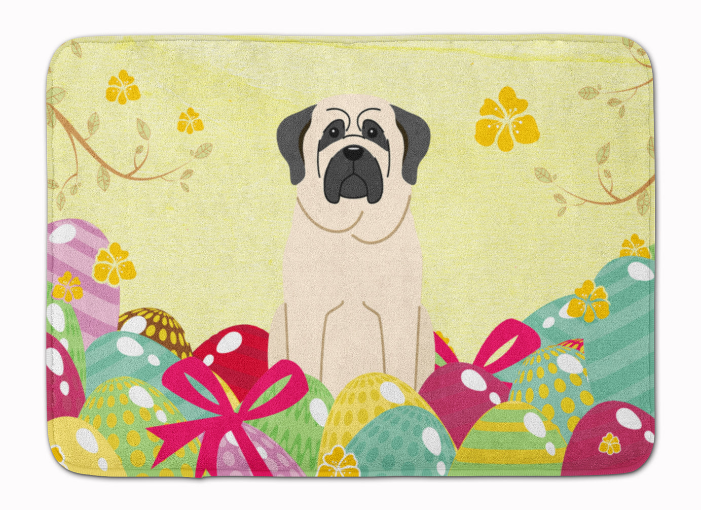 Easter Eggs Mastiff White Machine Washable Memory Foam Mat BB6017RUG - the-store.com