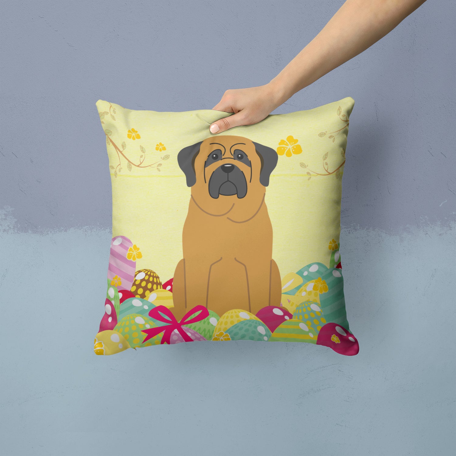 Easter Eggs Mastiff Fabric Decorative Pillow BB6018PW1414 - the-store.com