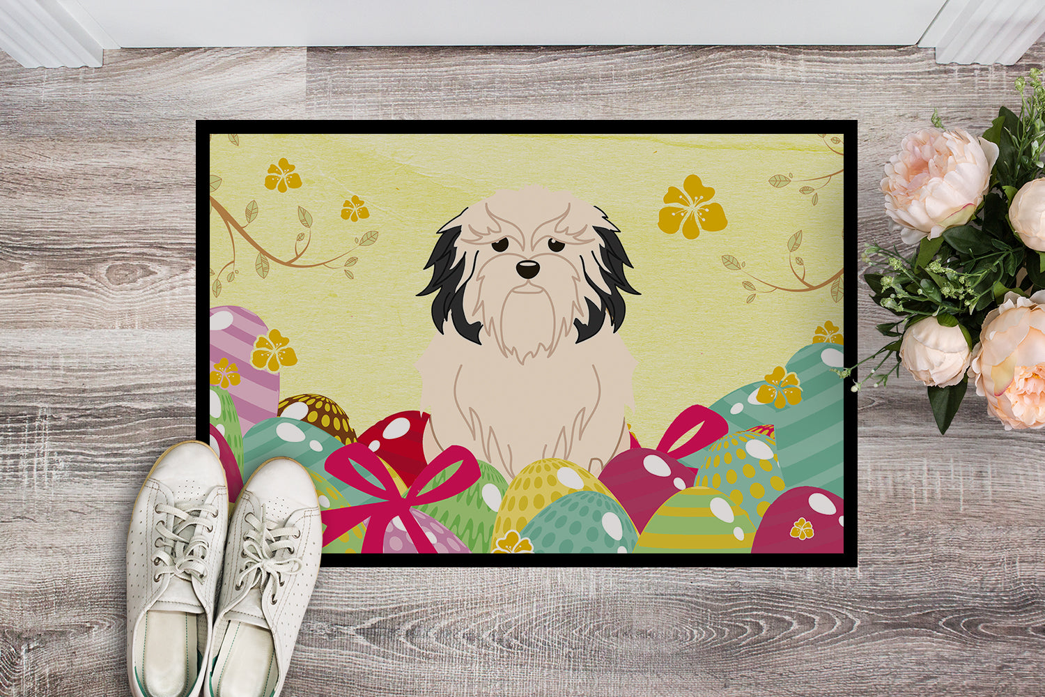 Easter Eggs Lowchen Indoor or Outdoor Mat 18x27 BB6019MAT - the-store.com