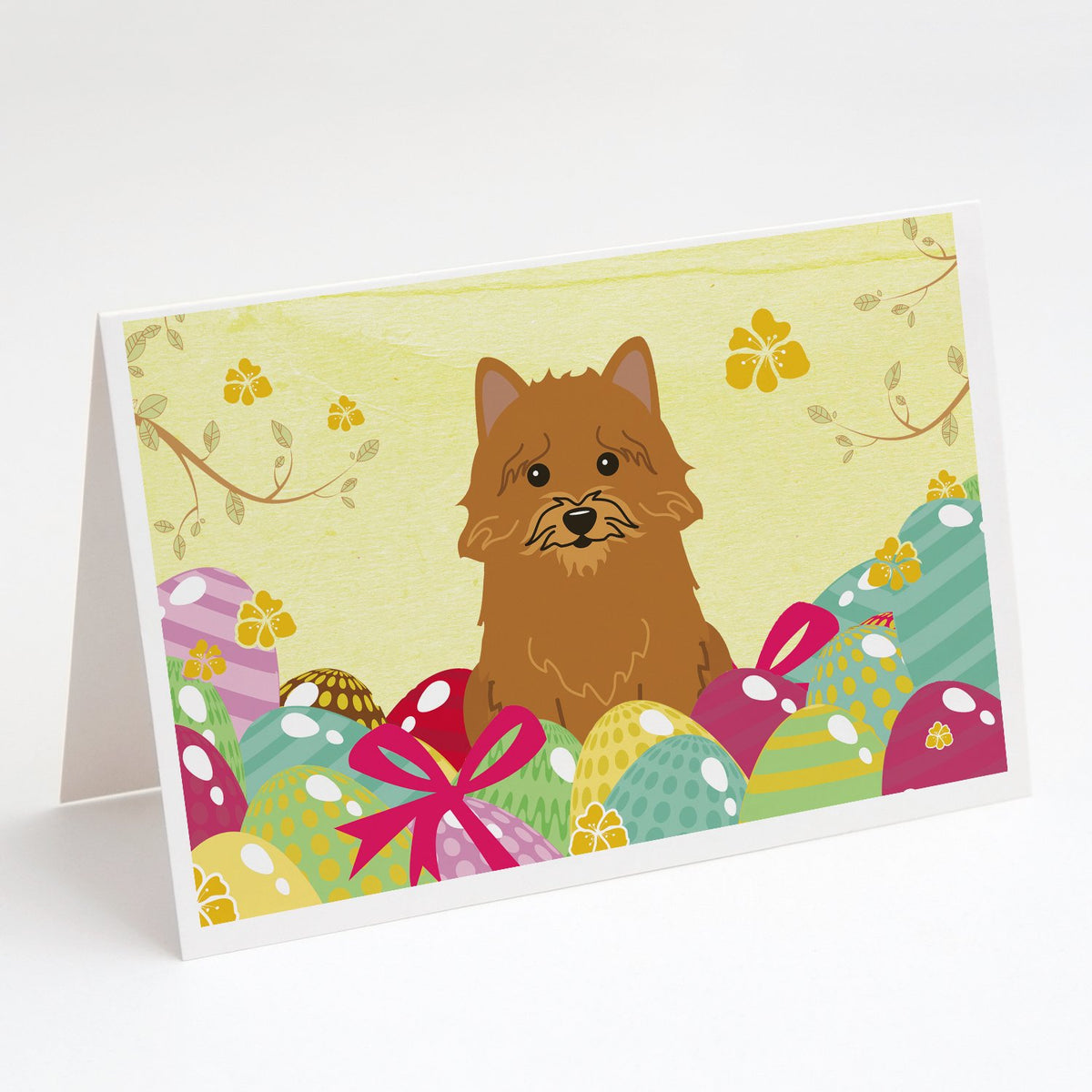 Buy this Easter Eggs Norwich Terrier Greeting Cards and Envelopes Pack of 8