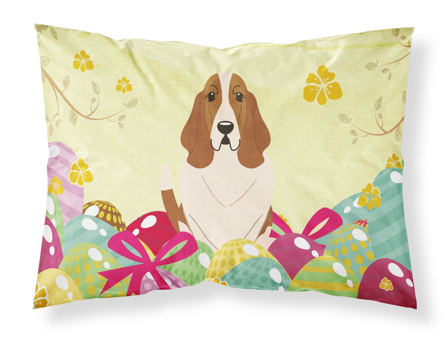 Easter Eggs Basset Hound Fabric Standard Pillowcase BB6021PILLOWCASE by Caroline's Treasures