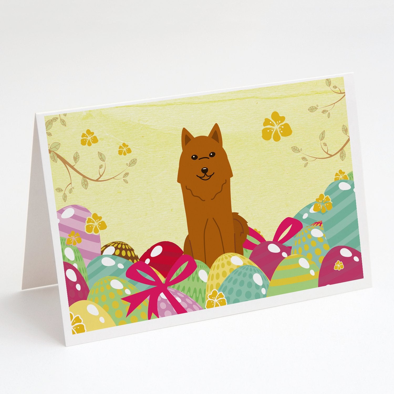 Buy this Easter Eggs Karelian Bear Dog Greeting Cards and Envelopes Pack of 8