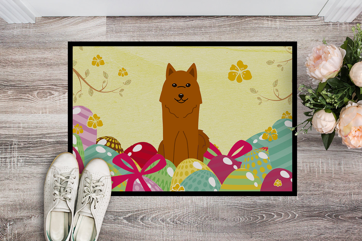 Easter Eggs Karelian Bear Dog Indoor or Outdoor Mat 18x27 BB6022MAT - the-store.com