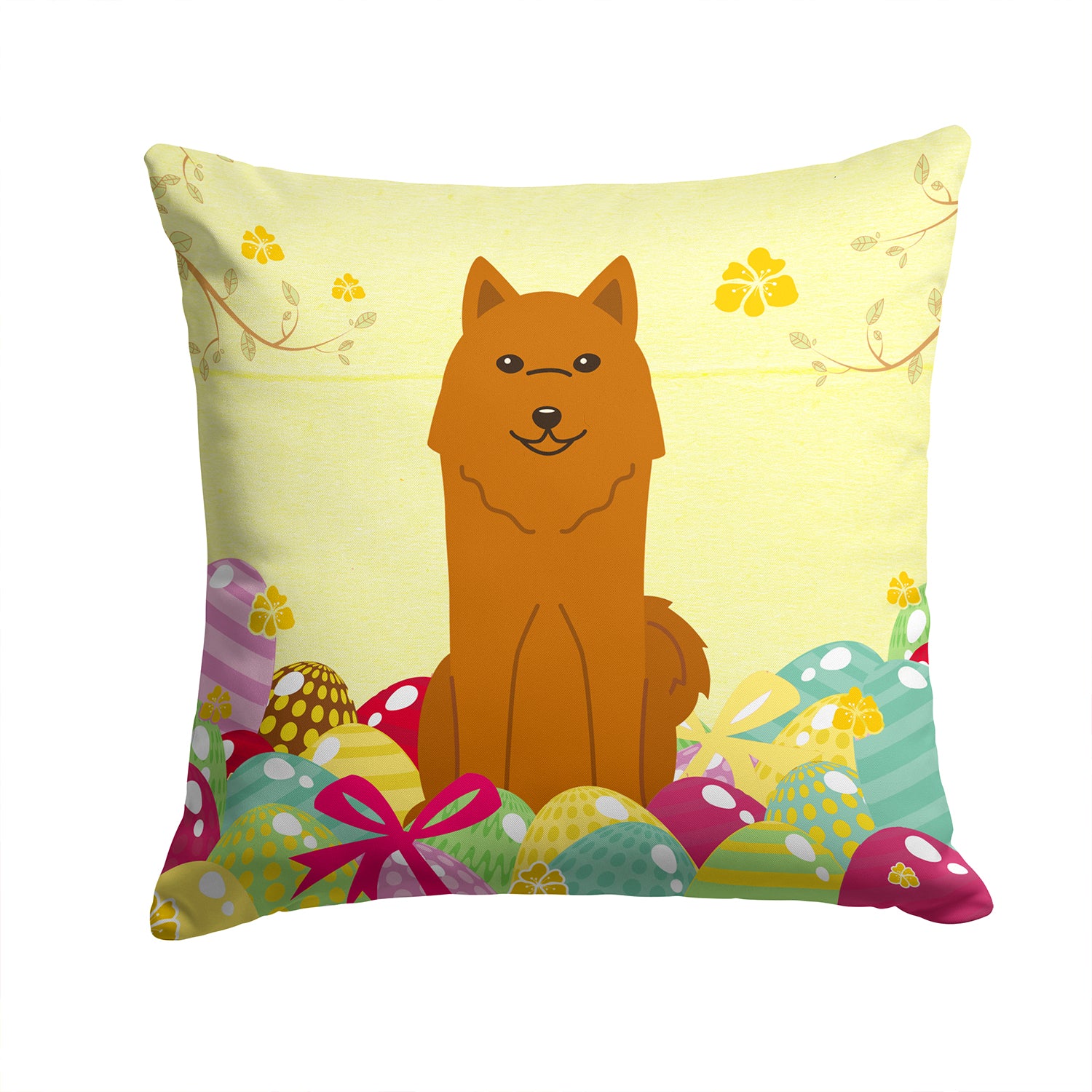 Easter Eggs Karelian Bear Dog Fabric Decorative Pillow BB6022PW1414 - the-store.com