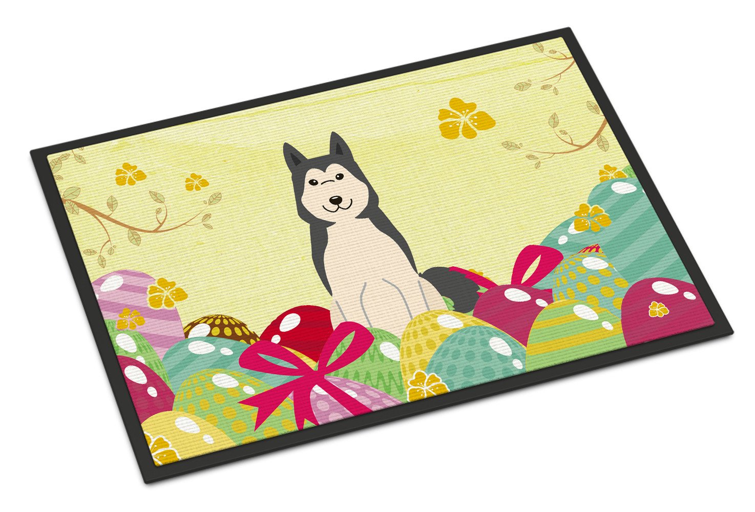 Easter Eggs West Siberian Laika Spitz Indoor or Outdoor Mat 24x36 BB6025JMAT by Caroline's Treasures