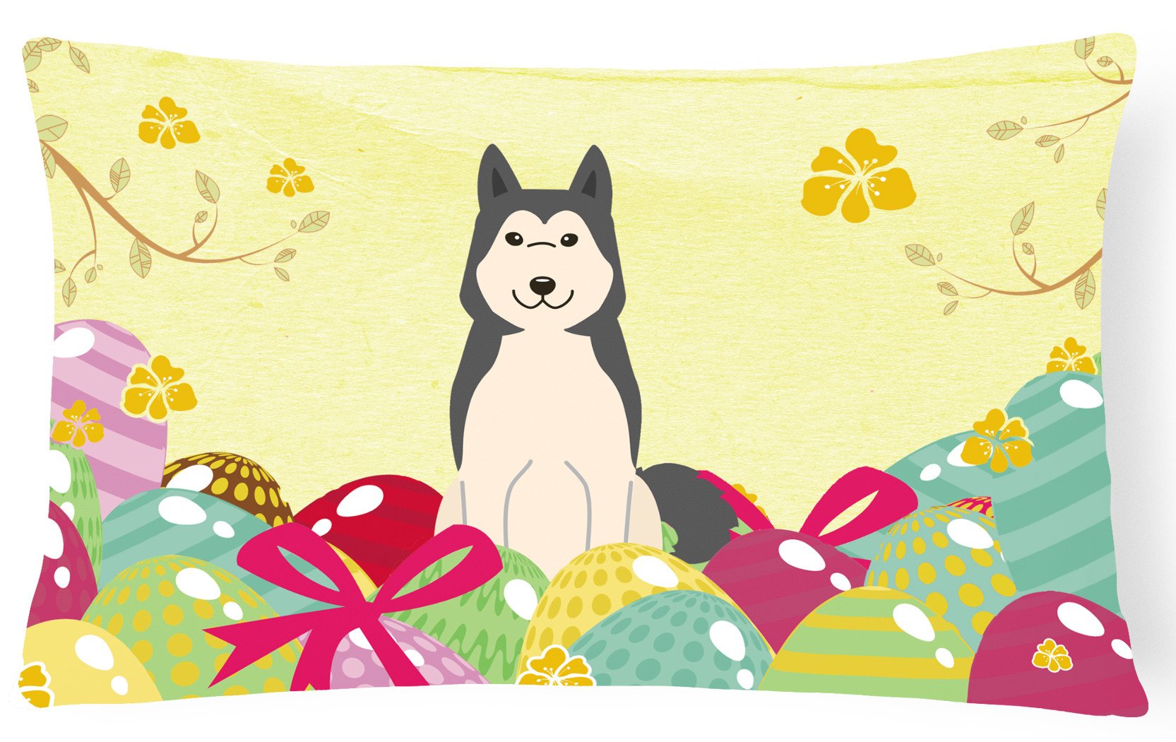 Easter Eggs West Siberian Laika Spitz Canvas Fabric Decorative Pillow BB6025PW1216 by Caroline's Treasures