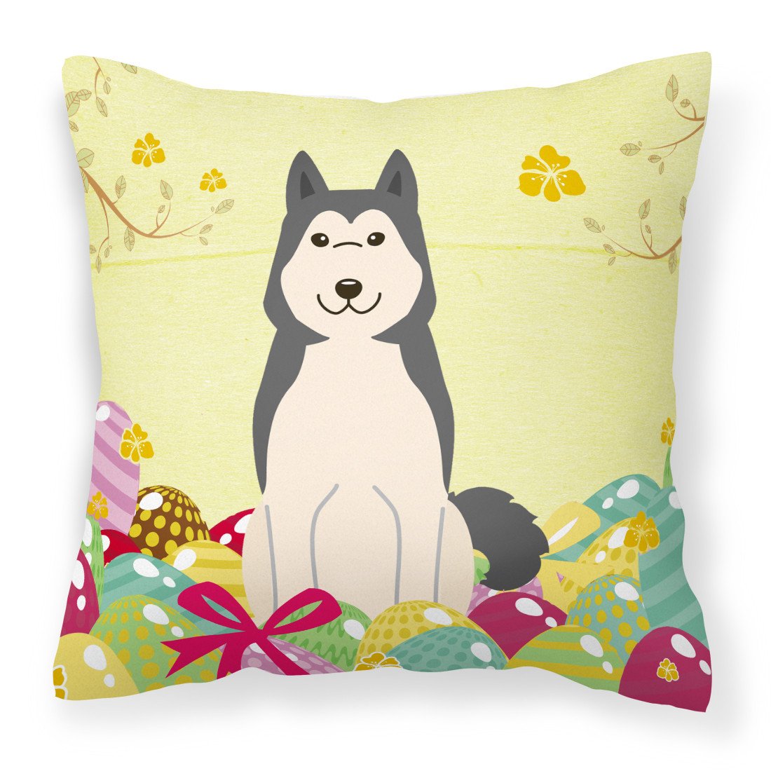 Easter Eggs West Siberian Laika Spitz Fabric Decorative Pillow BB6025PW1818 by Caroline's Treasures