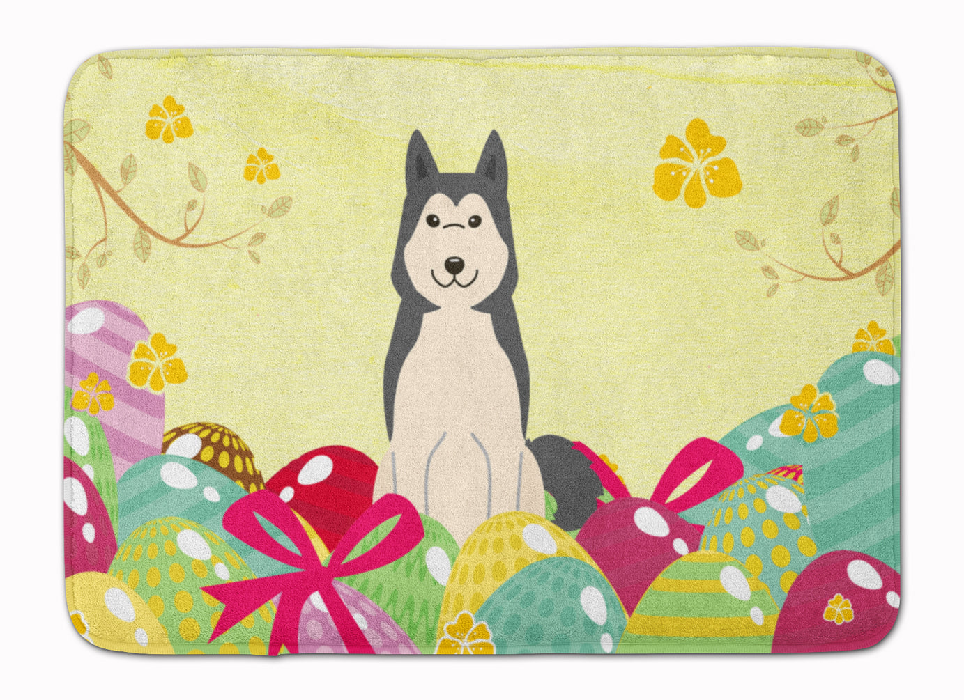 Easter Eggs West Siberian Laika Spitz Machine Washable Memory Foam Mat BB6025RUG - the-store.com