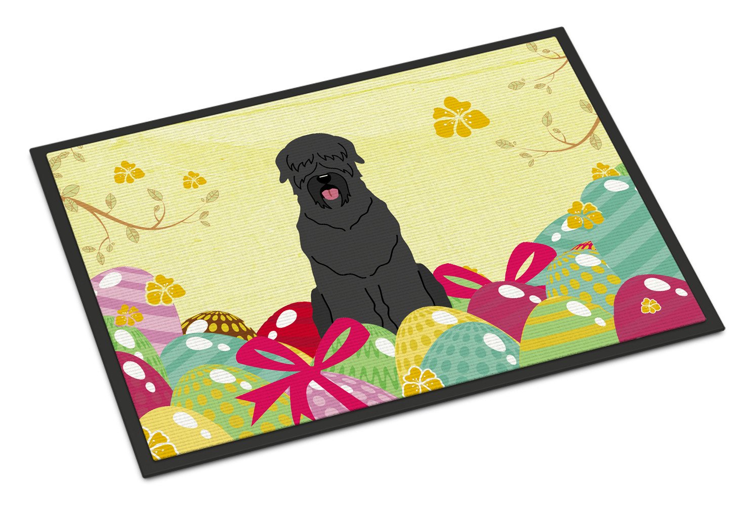 Easter Eggs Black Russian Terrier Indoor or Outdoor Mat 24x36 BB6026JMAT by Caroline's Treasures