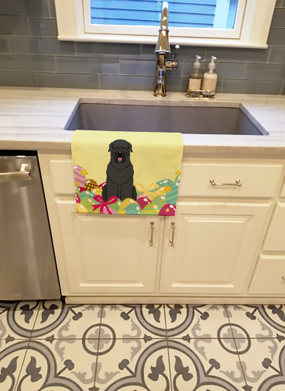 Easter Eggs Black Russian Terrier Kitchen Towel BB6026KTWL - the-store.com