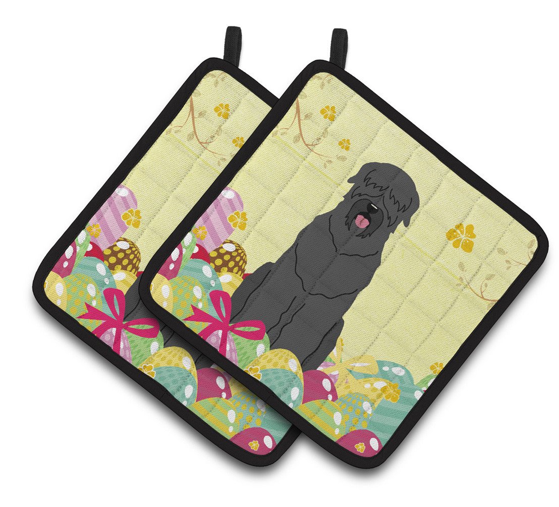 Easter Eggs Black Russian Terrier Pair of Pot Holders BB6026PTHD by Caroline's Treasures