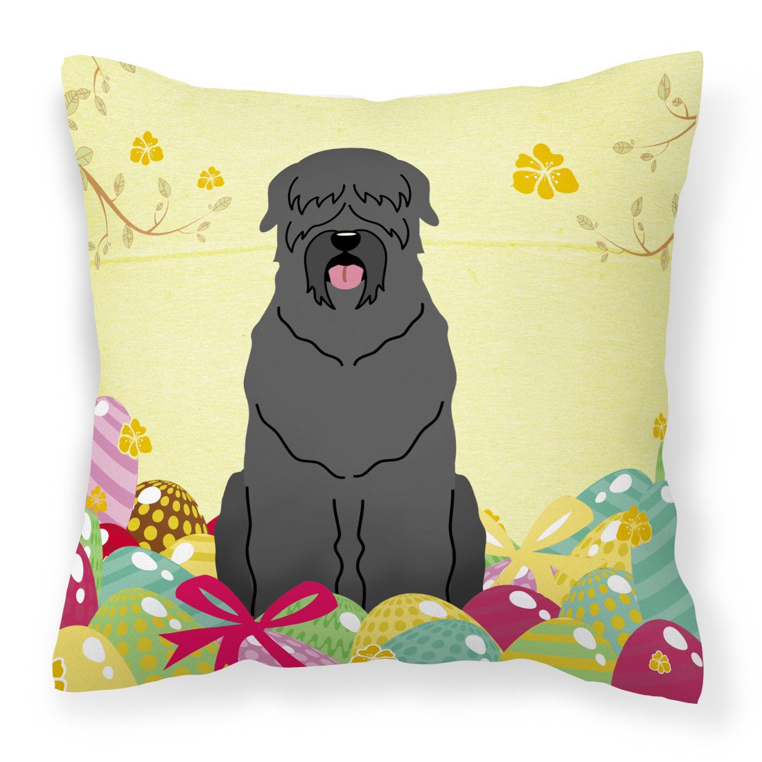 Easter Eggs Black Russian Terrier Fabric Decorative Pillow BB6026PW1818 by Caroline's Treasures