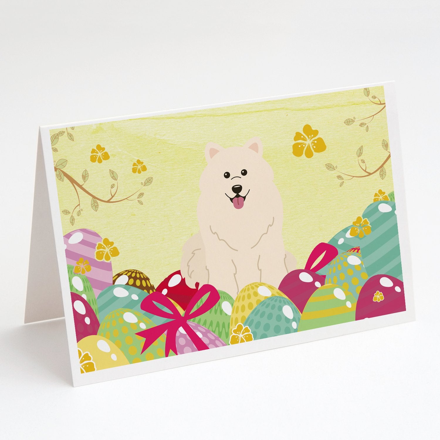 Buy this Easter Eggs Samoyed Greeting Cards and Envelopes Pack of 8