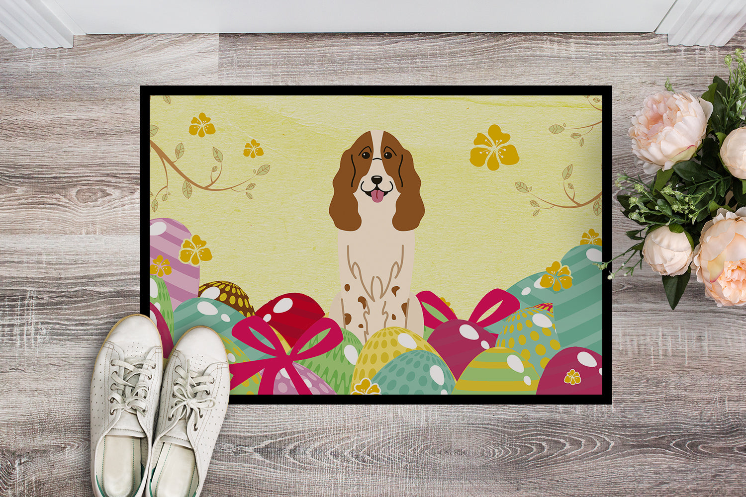 Easter Eggs Russian Spaniel Indoor or Outdoor Mat 18x27 BB6031MAT - the-store.com