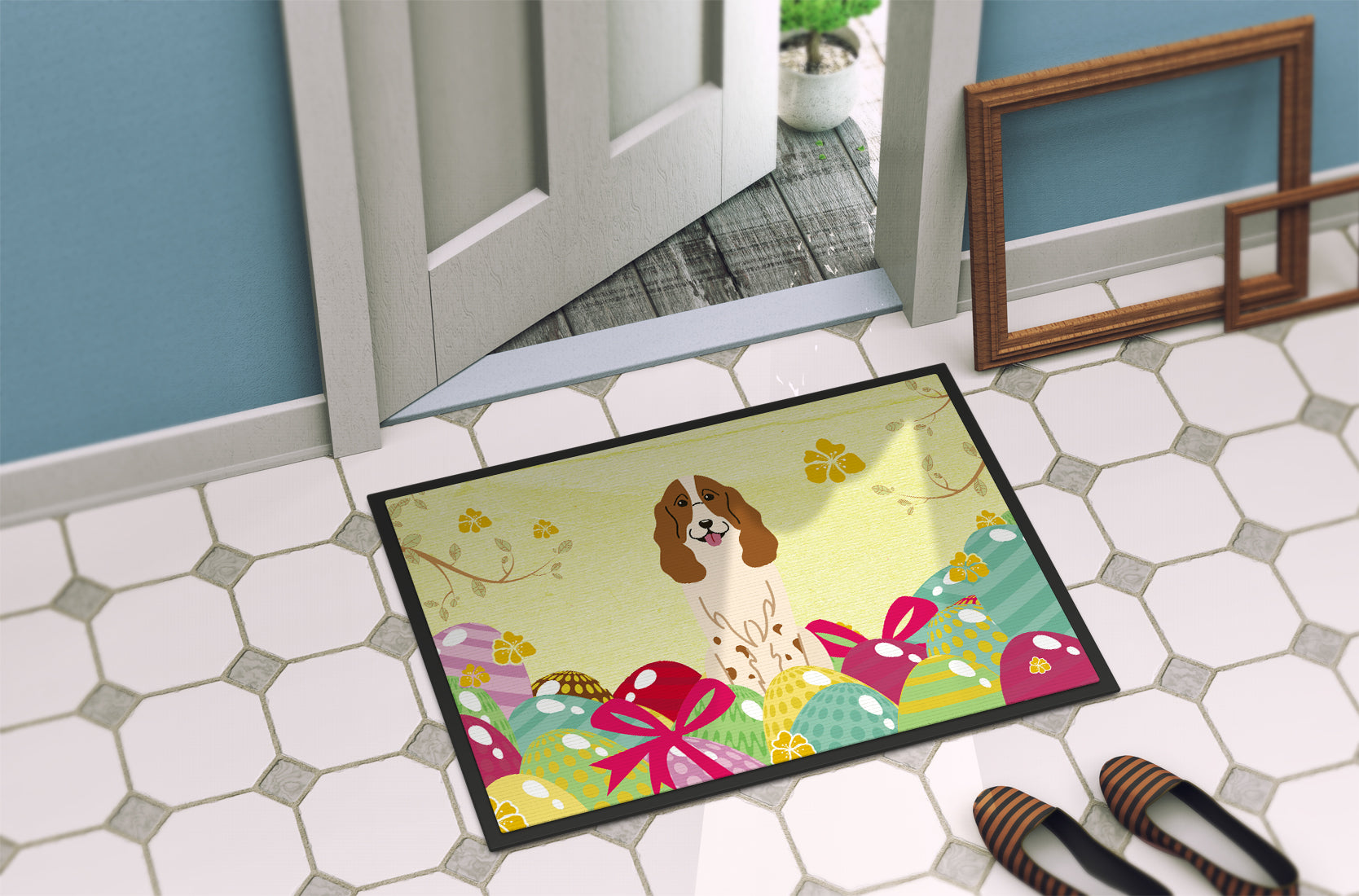 Easter Eggs Russian Spaniel Indoor or Outdoor Mat 18x27 BB6031MAT - the-store.com