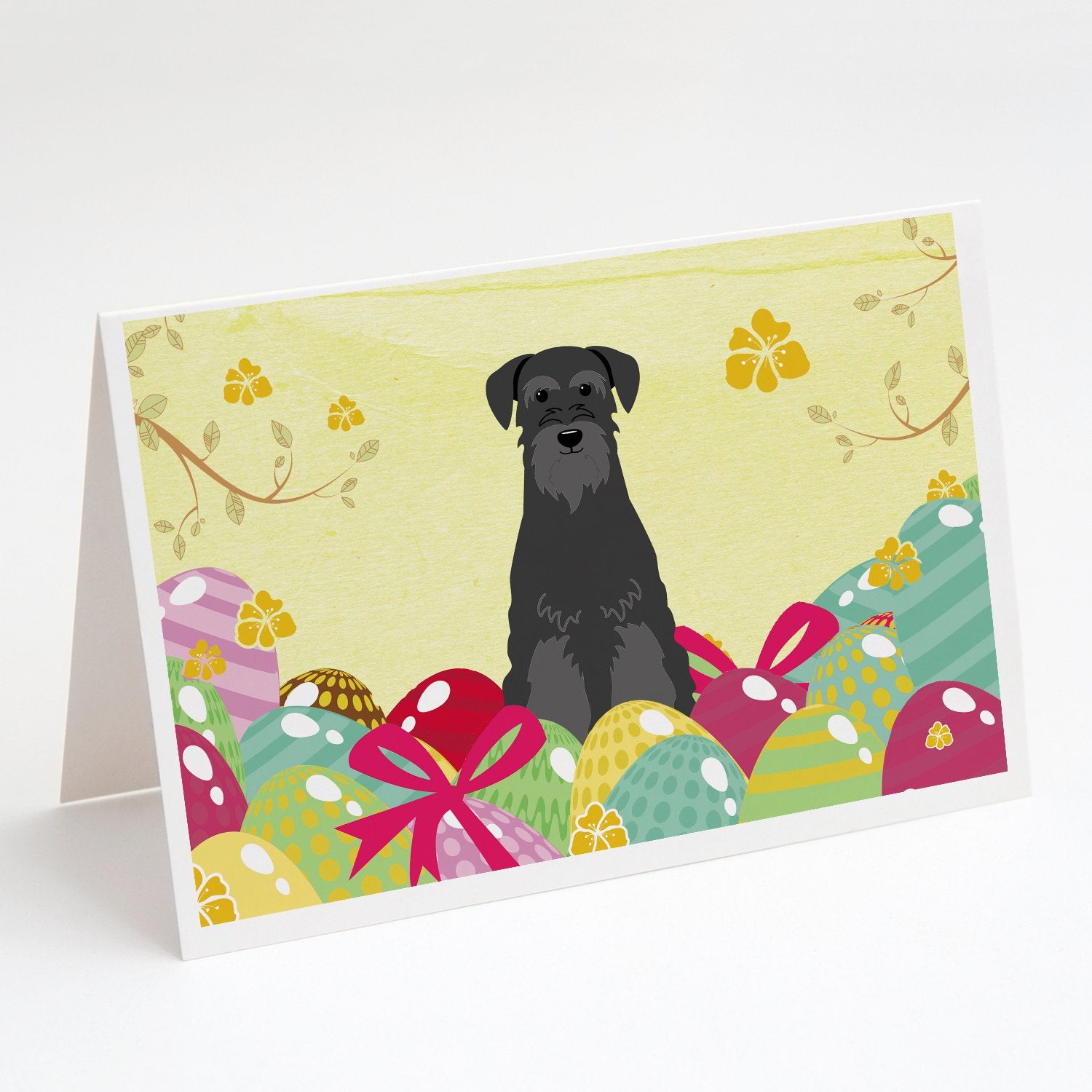 Buy this Easter Eggs Standard Schnauzer Black Greeting Cards and Envelopes Pack of 8