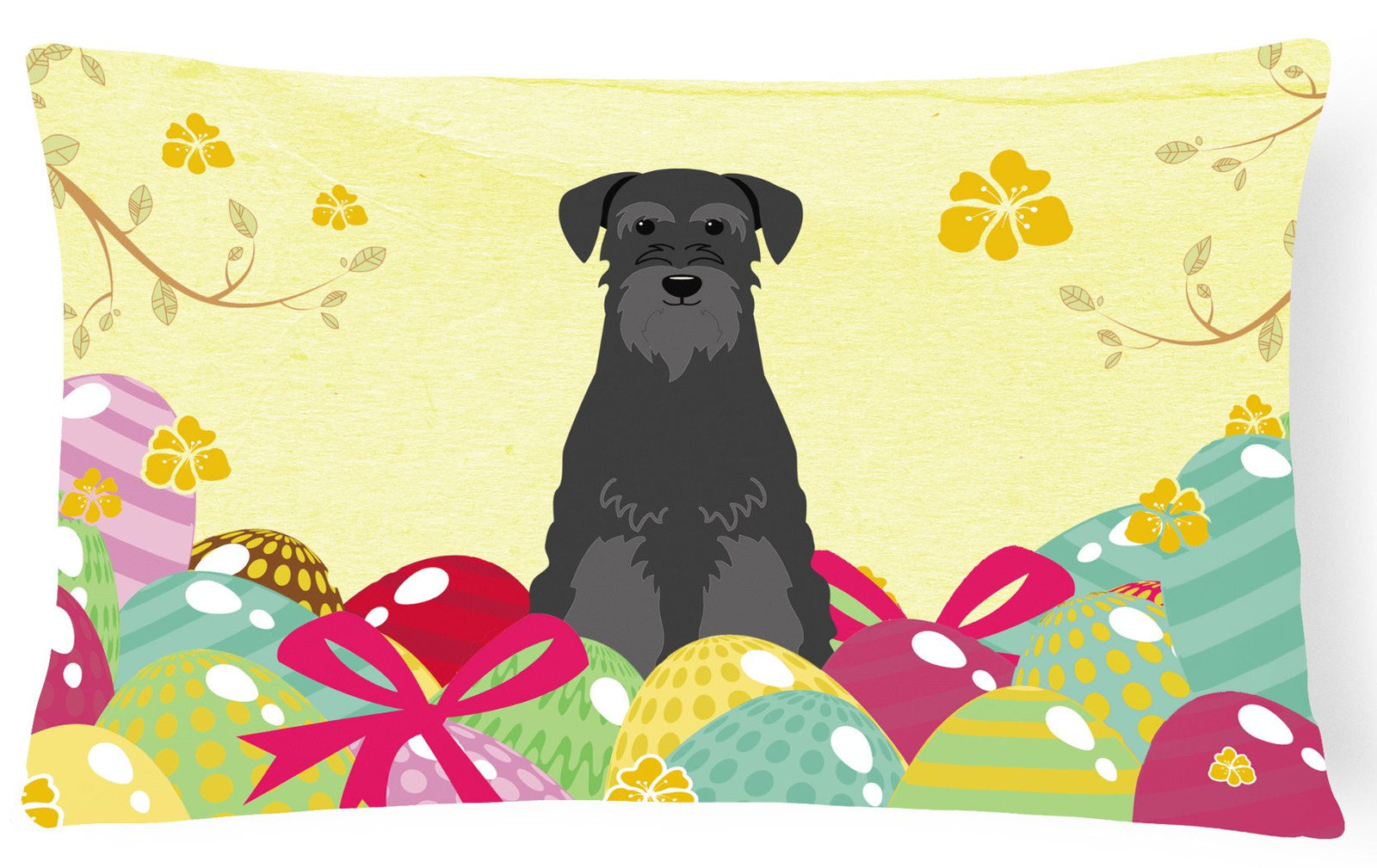 Easter Eggs Standard Schnauzer Black Canvas Fabric Decorative Pillow BB6032PW1216 by Caroline's Treasures