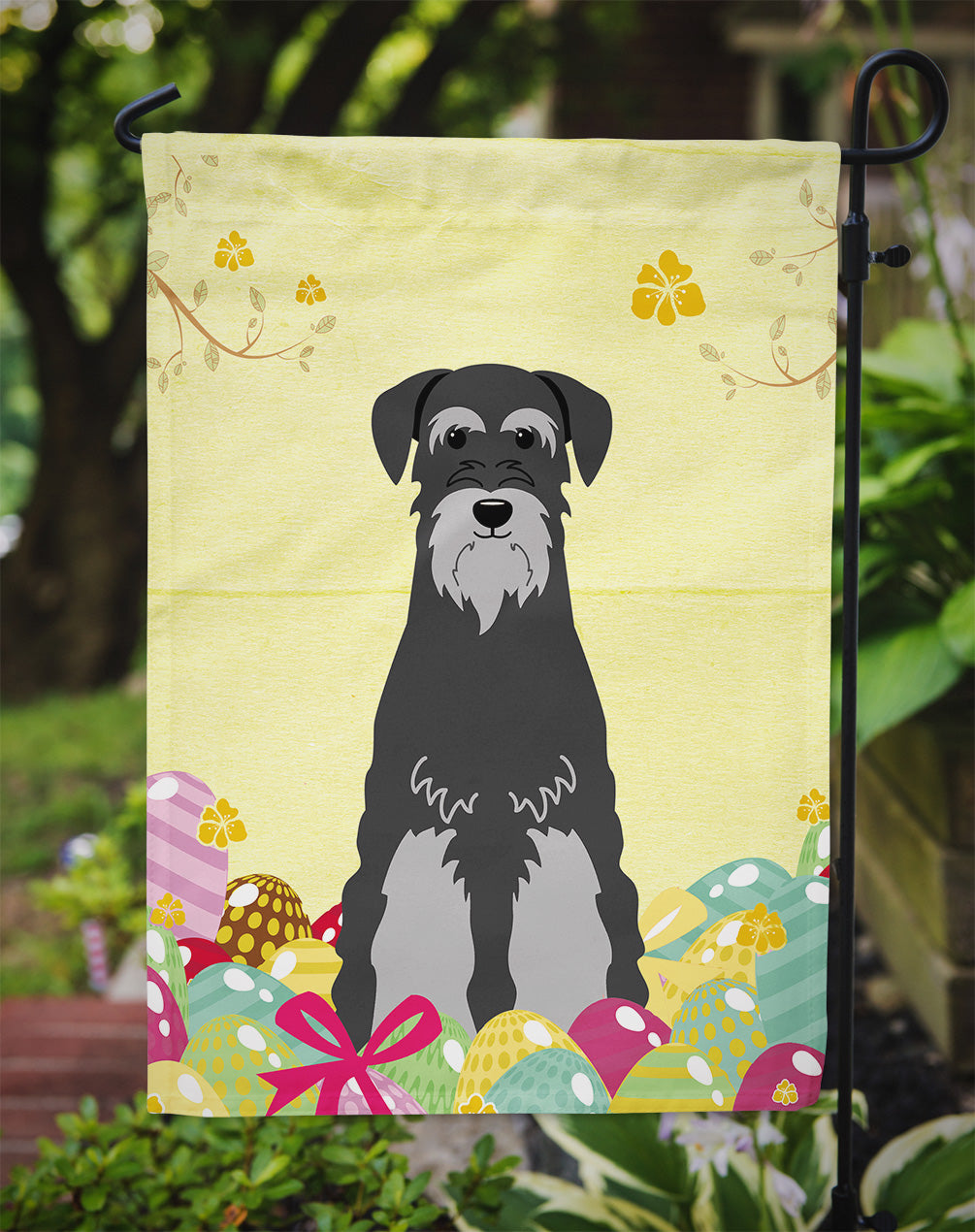 Easter Eggs Standard Schnauzer Black Grey Flag Garden Size BB6034GF  the-store.com.