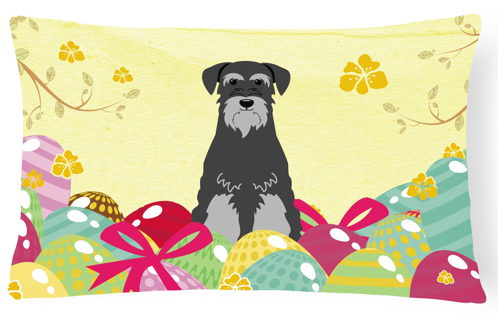 Easter Eggs Standard Schnauzer Black Grey Canvas Fabric Decorative Pillow BB6034PW1216 by Caroline's Treasures