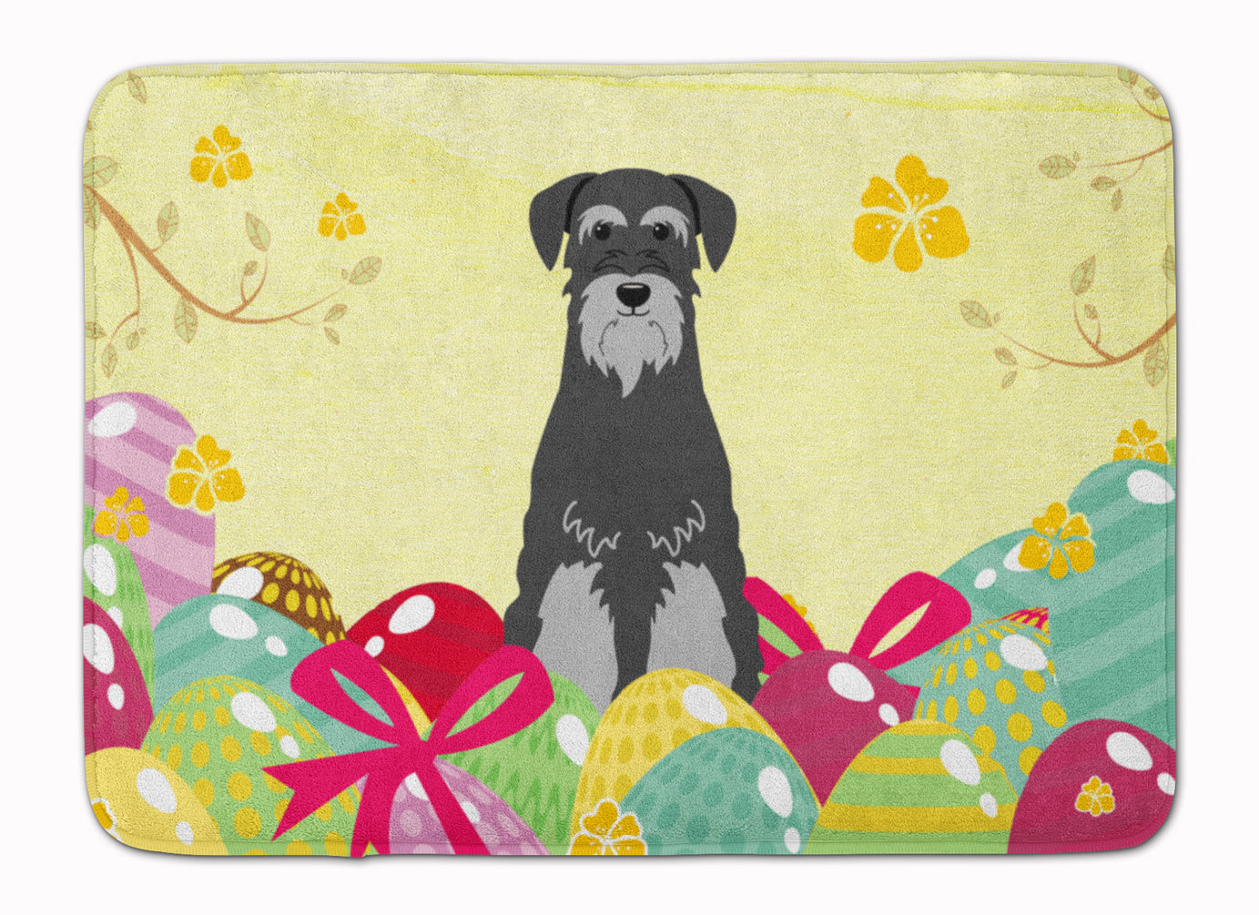 Easter Eggs Standard Schnauzer Black Grey Machine Washable Memory Foam Mat BB6034RUG - the-store.com