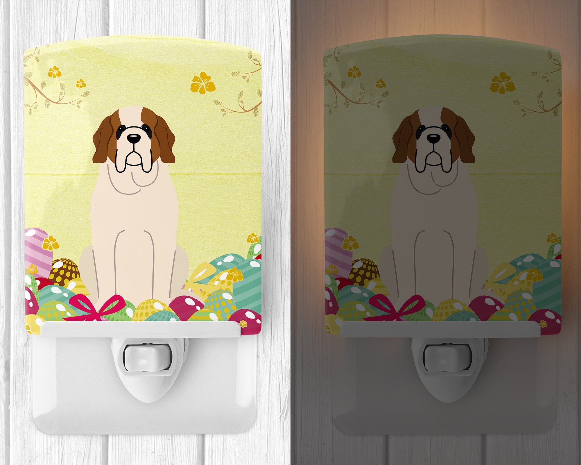 Easter Eggs Saint Bernard Ceramic Night Light BB6035CNL - the-store.com