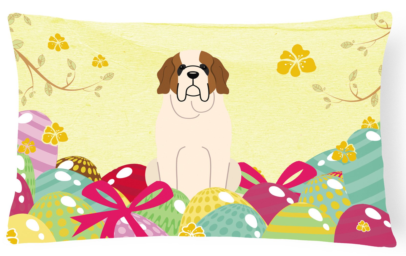 Easter Eggs Saint Bernard Canvas Fabric Decorative Pillow BB6035PW1216 by Caroline's Treasures