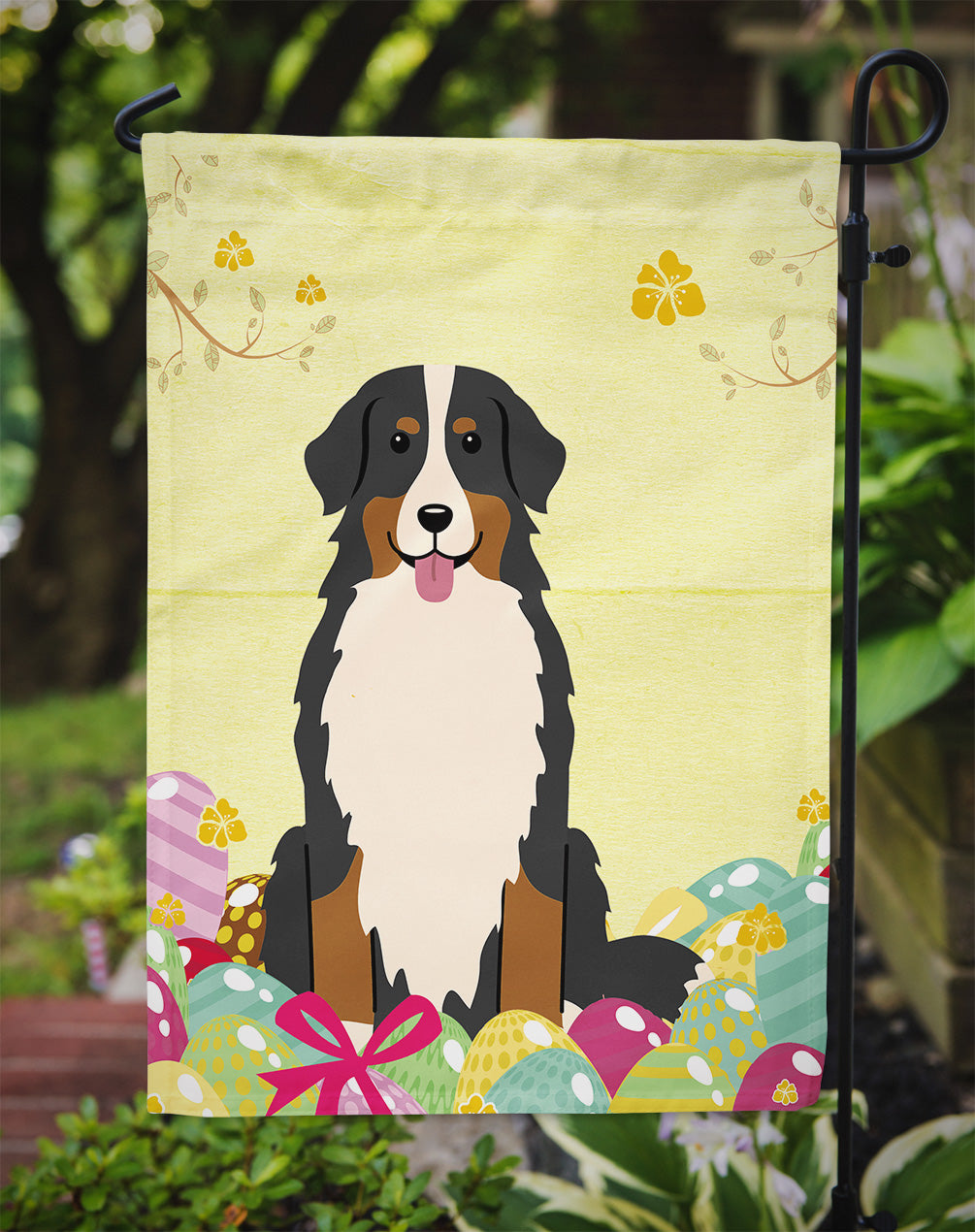 Easter Eggs Bernese Mountain Dog Flag Garden Size BB6036GF  the-store.com.