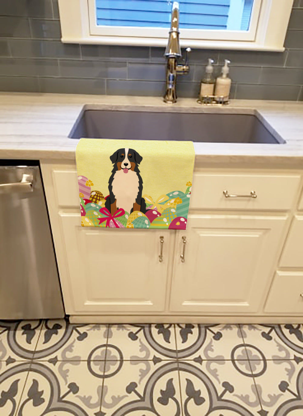 Easter Eggs Bernese Mountain Dog Kitchen Towel BB6036KTWL - the-store.com