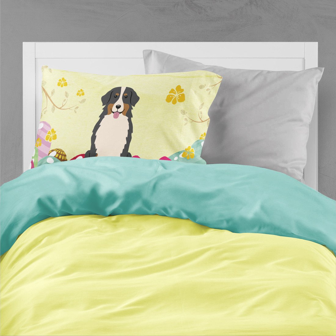 Easter Eggs Bernese Mountain Dog Fabric Standard Pillowcase BB6036PILLOWCASE by Caroline's Treasures