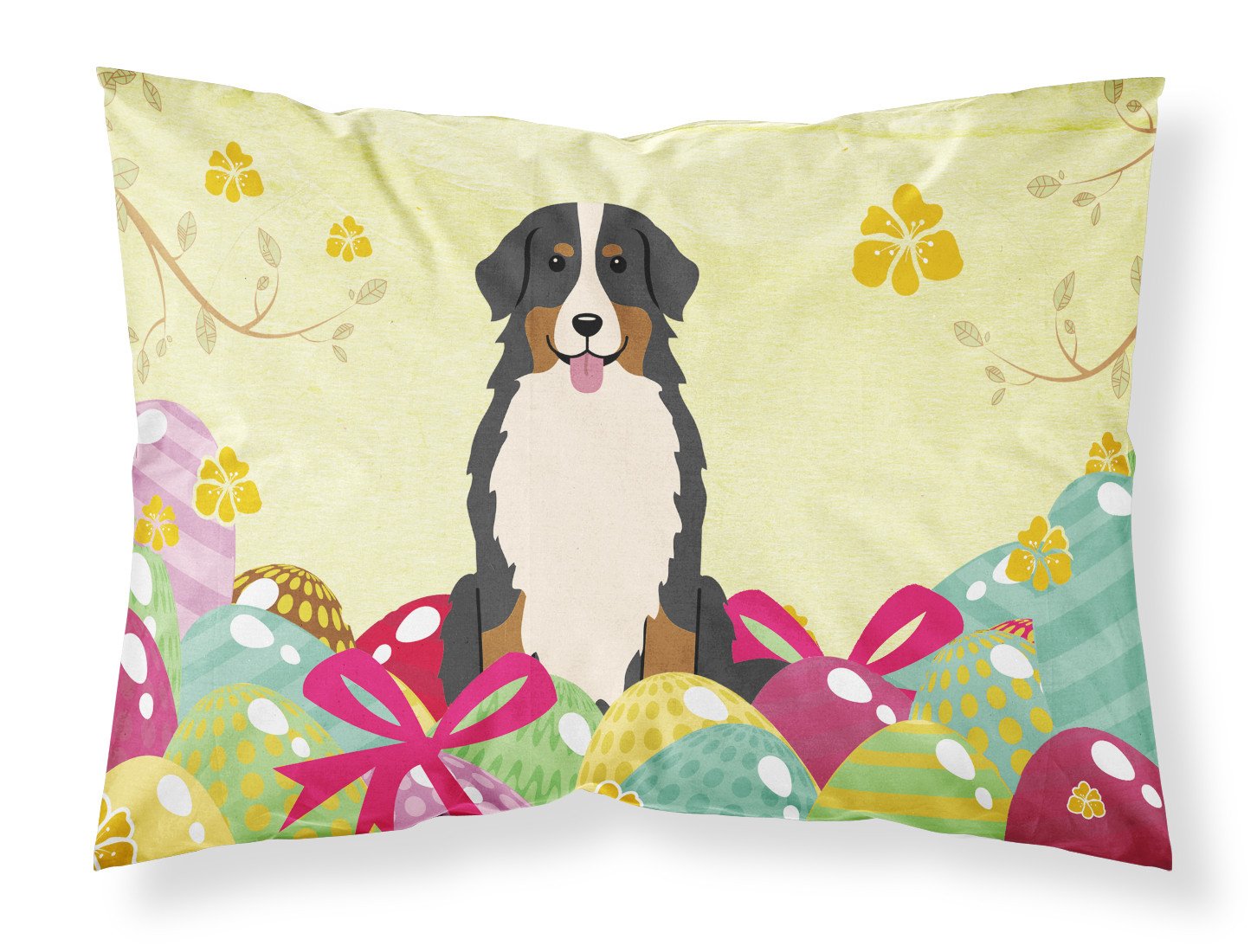 Easter Eggs Bernese Mountain Dog Fabric Standard Pillowcase BB6036PILLOWCASE by Caroline's Treasures