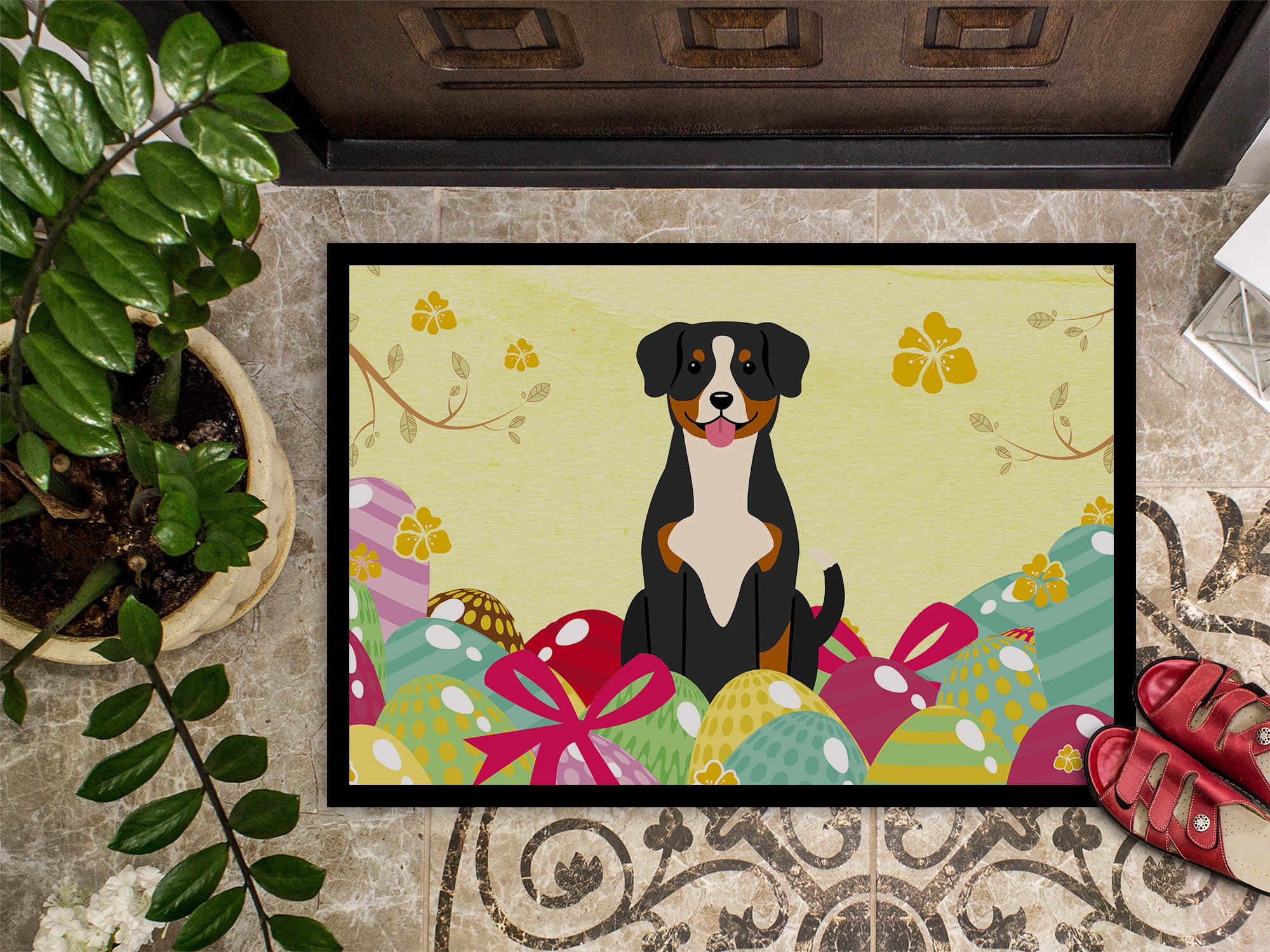 Easter Eggs Entlebucher Indoor or Outdoor Mat 18x27 BB6038MAT - the-store.com