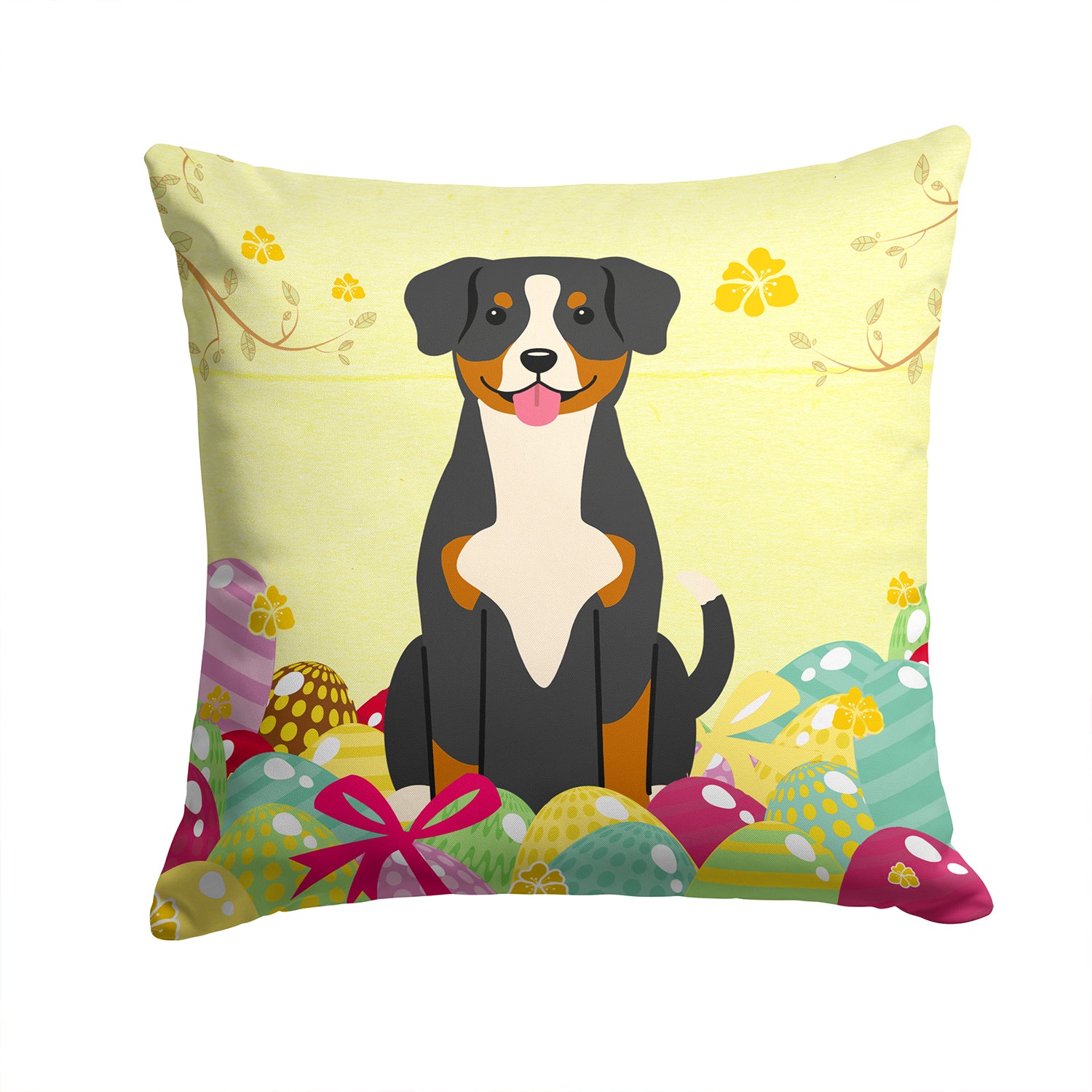 Easter Eggs Entlebucher Fabric Decorative Pillow BB6038PW1414 - the-store.com