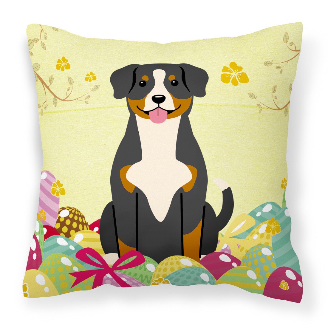 Easter Eggs Entlebucher Fabric Decorative Pillow BB6038PW1818 by Caroline&#39;s Treasures