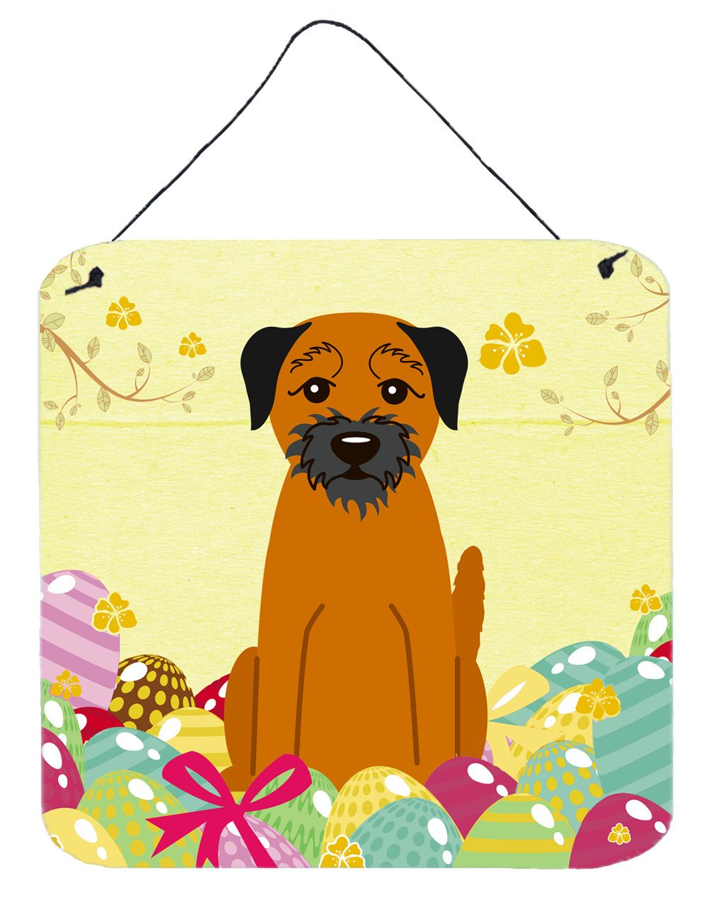 Easter Eggs Border Terrier Wall or Door Hanging Prints BB6039DS66 by Caroline's Treasures