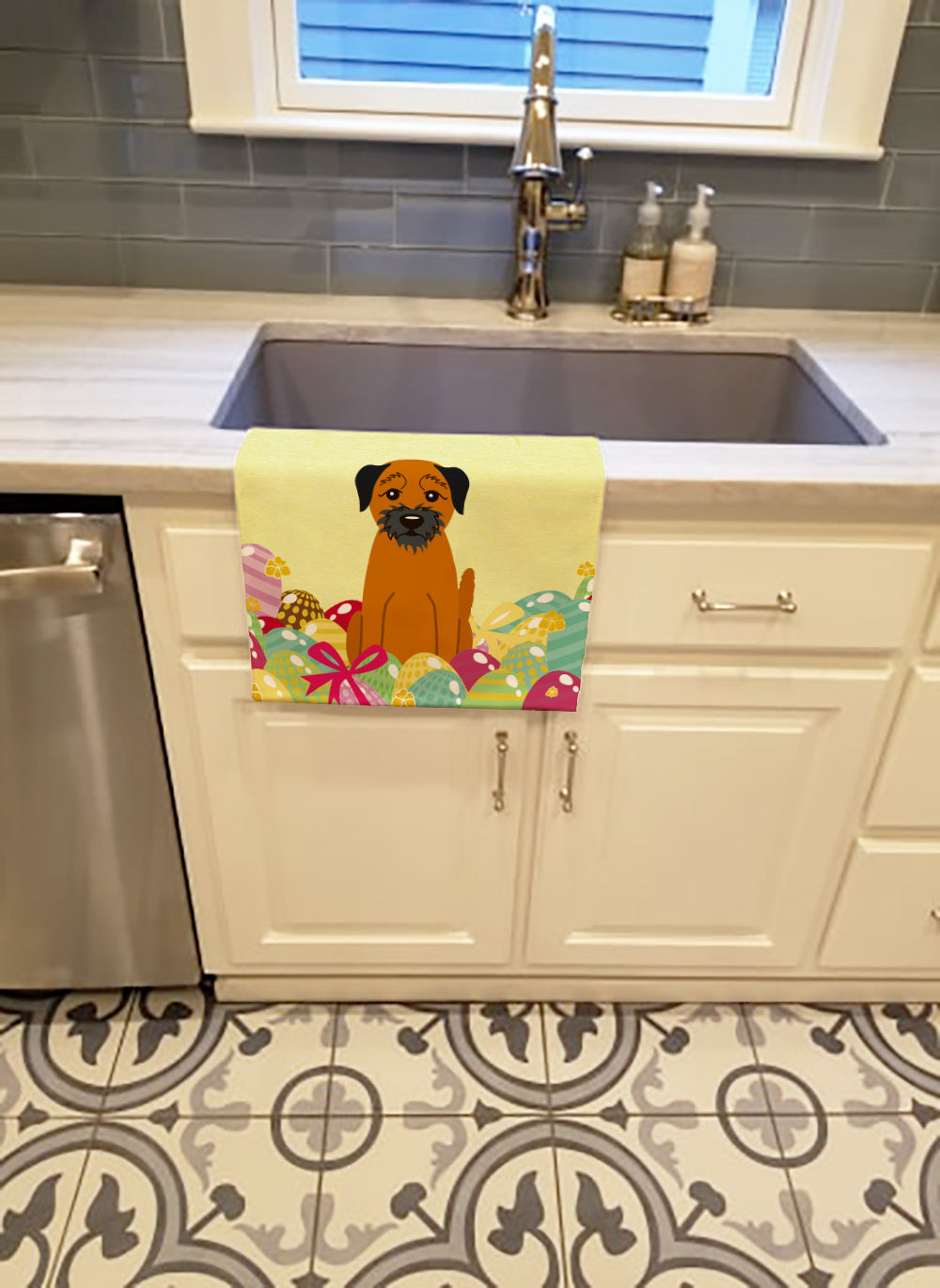 Easter Eggs Border Terrier Kitchen Towel BB6039KTWL - the-store.com