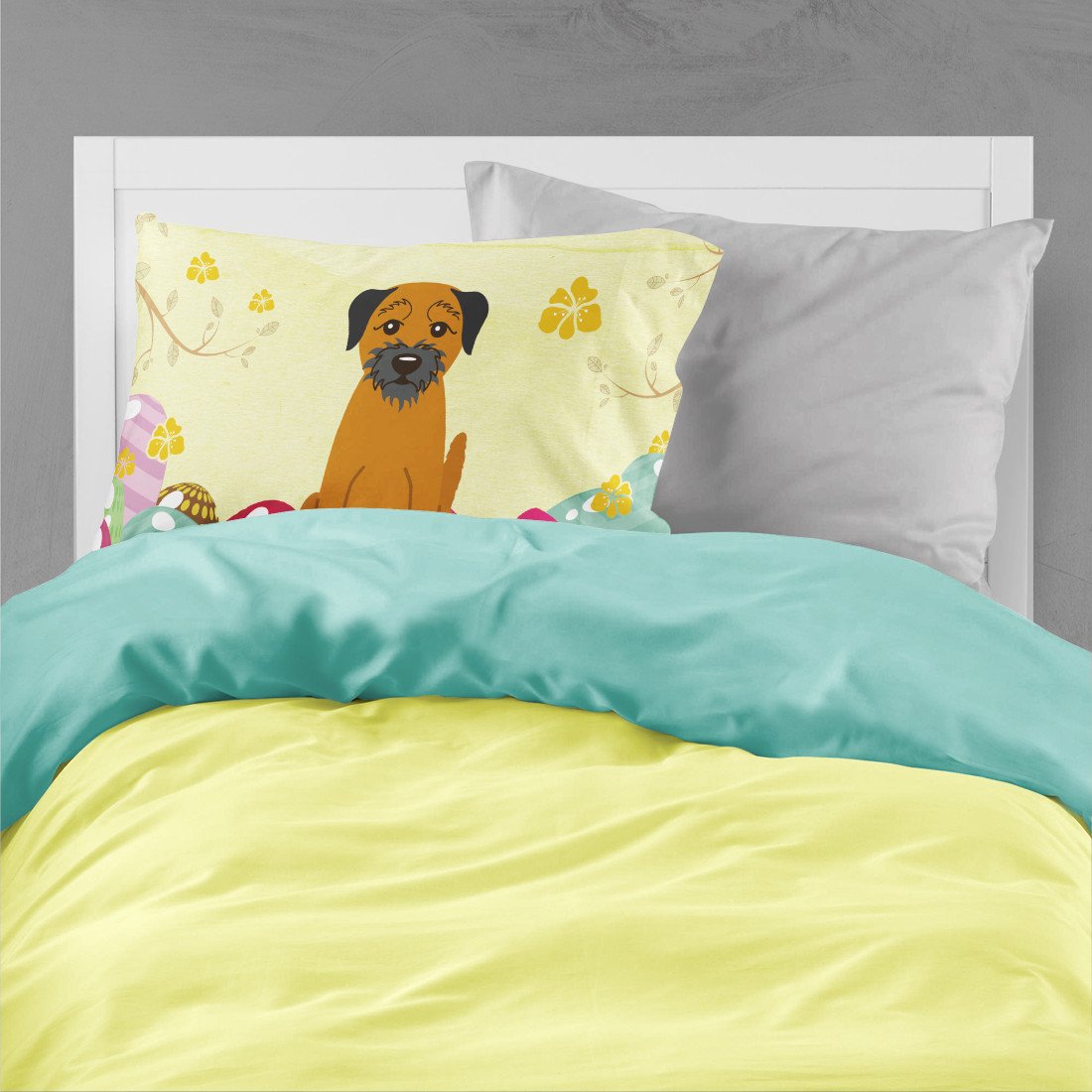 Easter Eggs Border Terrier Fabric Standard Pillowcase BB6039PILLOWCASE by Caroline's Treasures