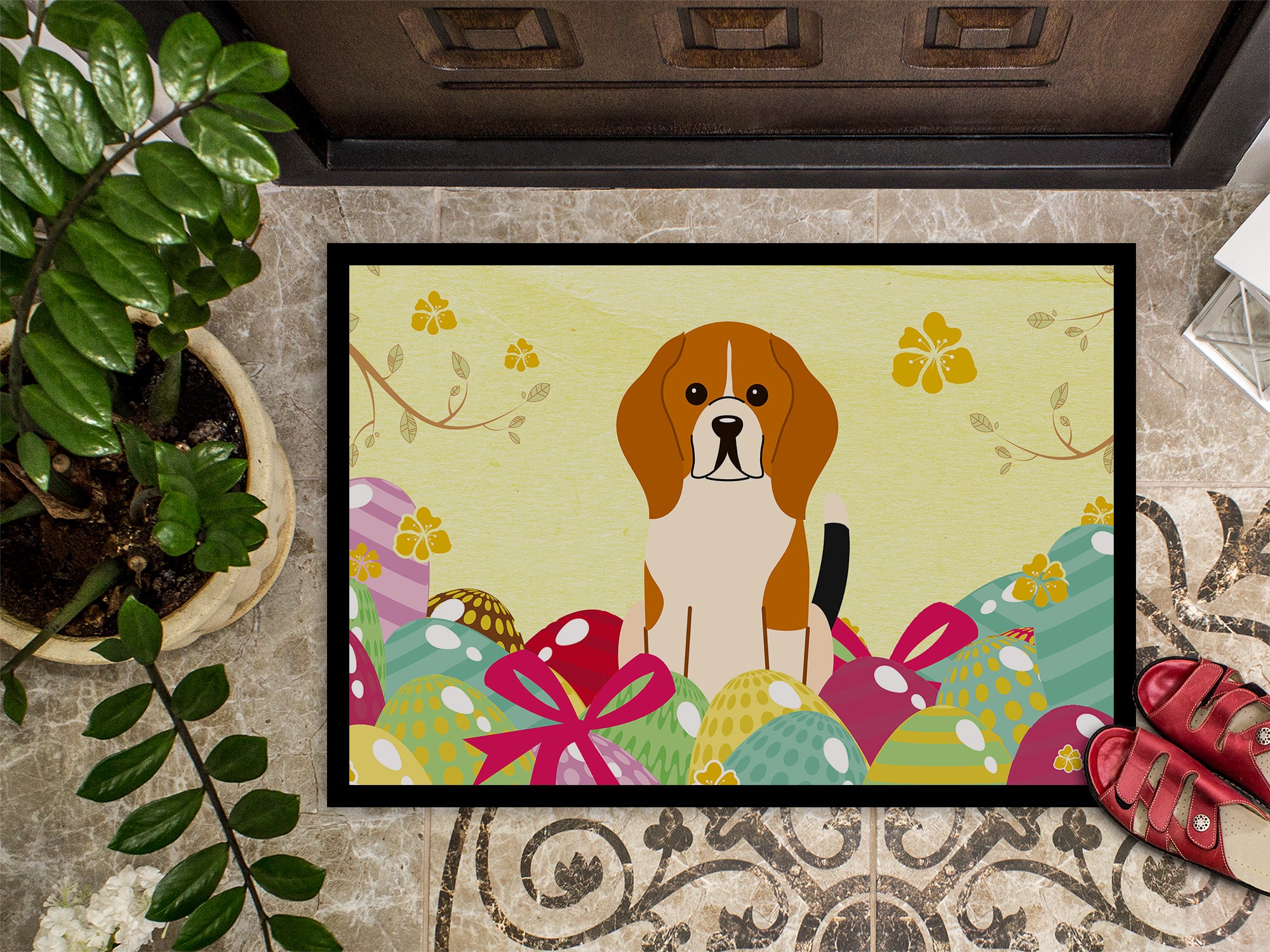 Easter Eggs Beagle Tricolor Indoor or Outdoor Mat 18x27 BB6040MAT - the-store.com