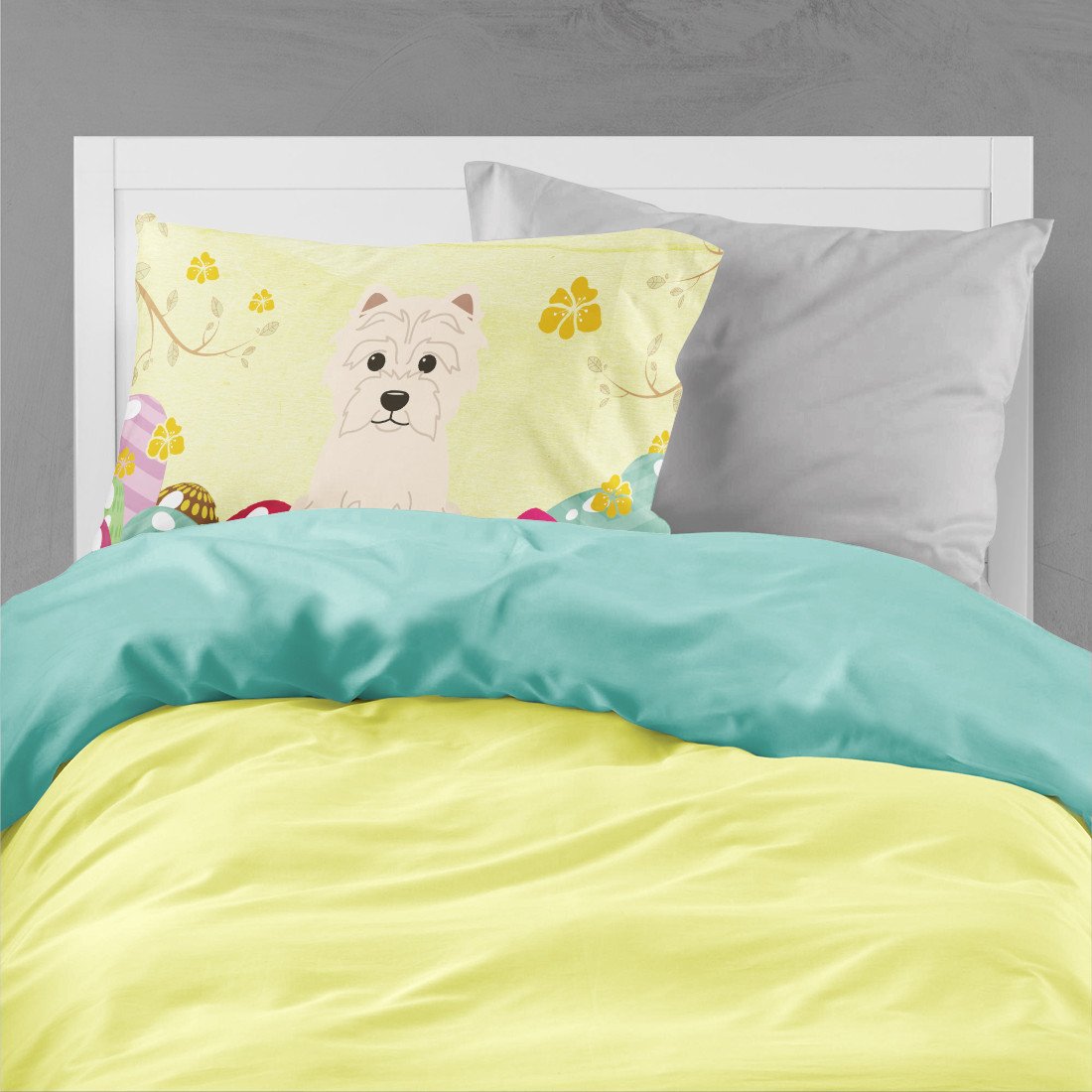 Easter Eggs Westie Fabric Standard Pillowcase BB6042PILLOWCASE by Caroline's Treasures