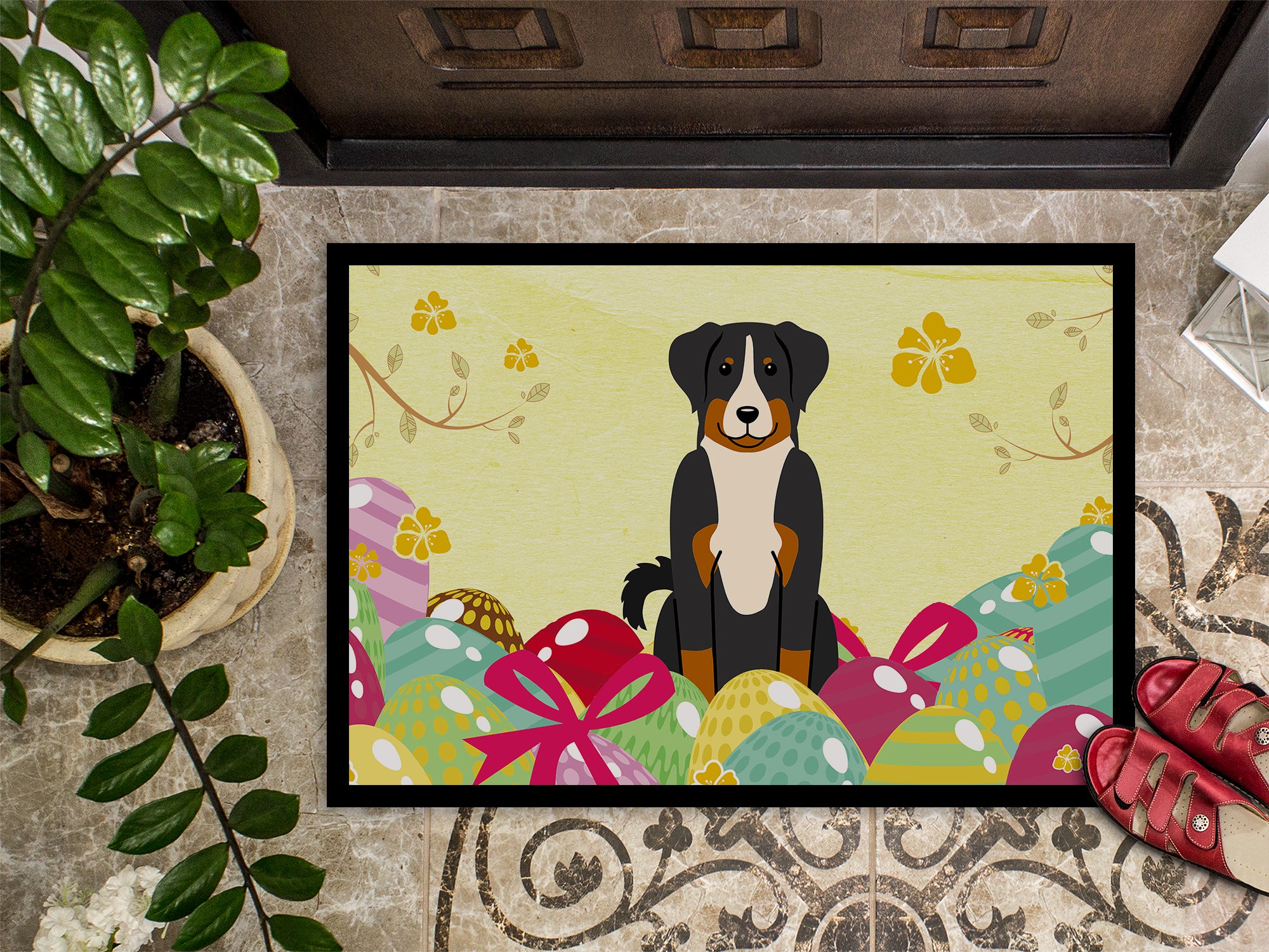 Easter Eggs Appenzeller Sennenhund Indoor or Outdoor Mat 18x27 BB6043MAT - the-store.com