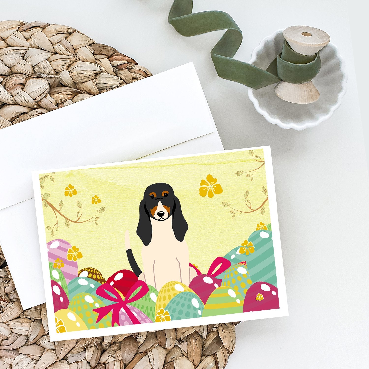 Buy this Easter Eggs Swiss Hound Greeting Cards and Envelopes Pack of 8