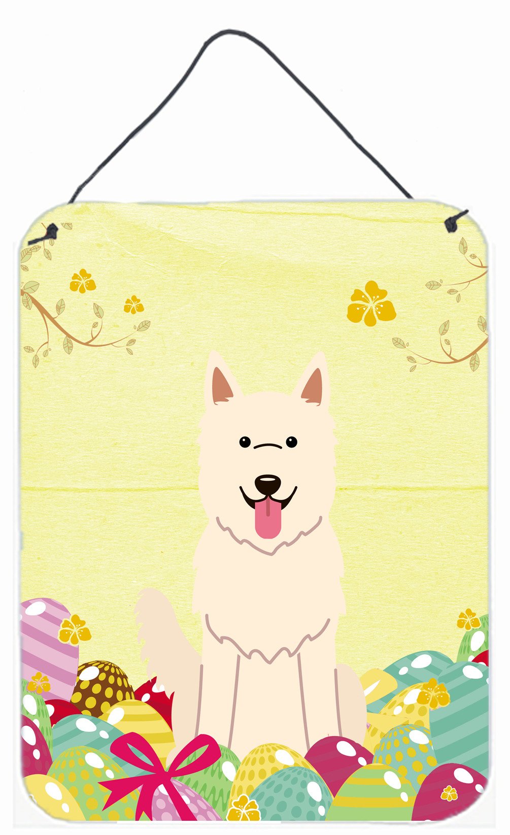 Easter Eggs White German Shepherd Wall or Door Hanging Prints BB6045DS1216 by Caroline&#39;s Treasures