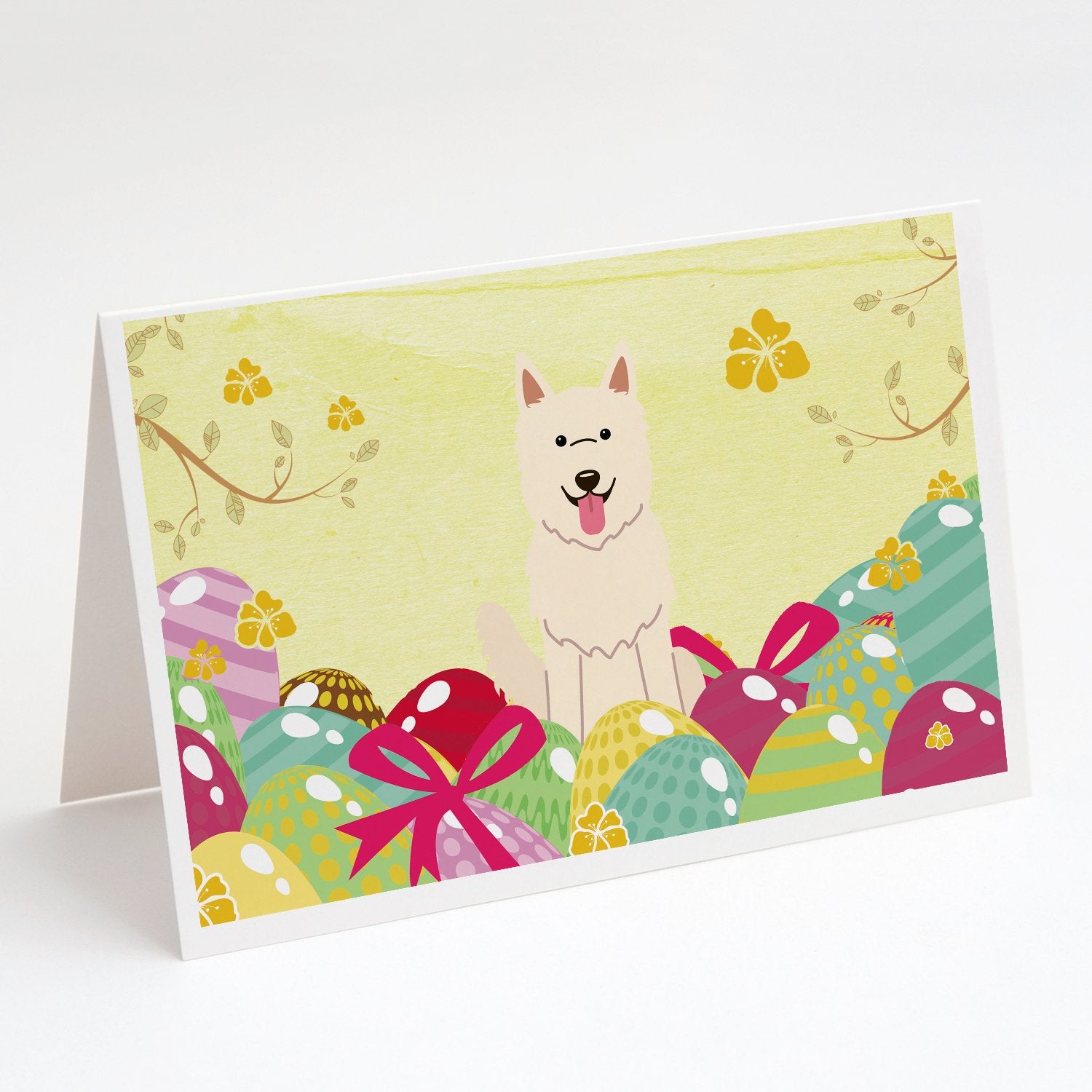 Buy this Easter Eggs White German Shepherd Greeting Cards and Envelopes Pack of 8