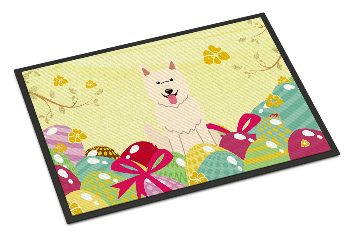 Easter Eggs White German Shepherd Indoor or Outdoor Mat 24x36 BB6045JMAT by Caroline&#39;s Treasures