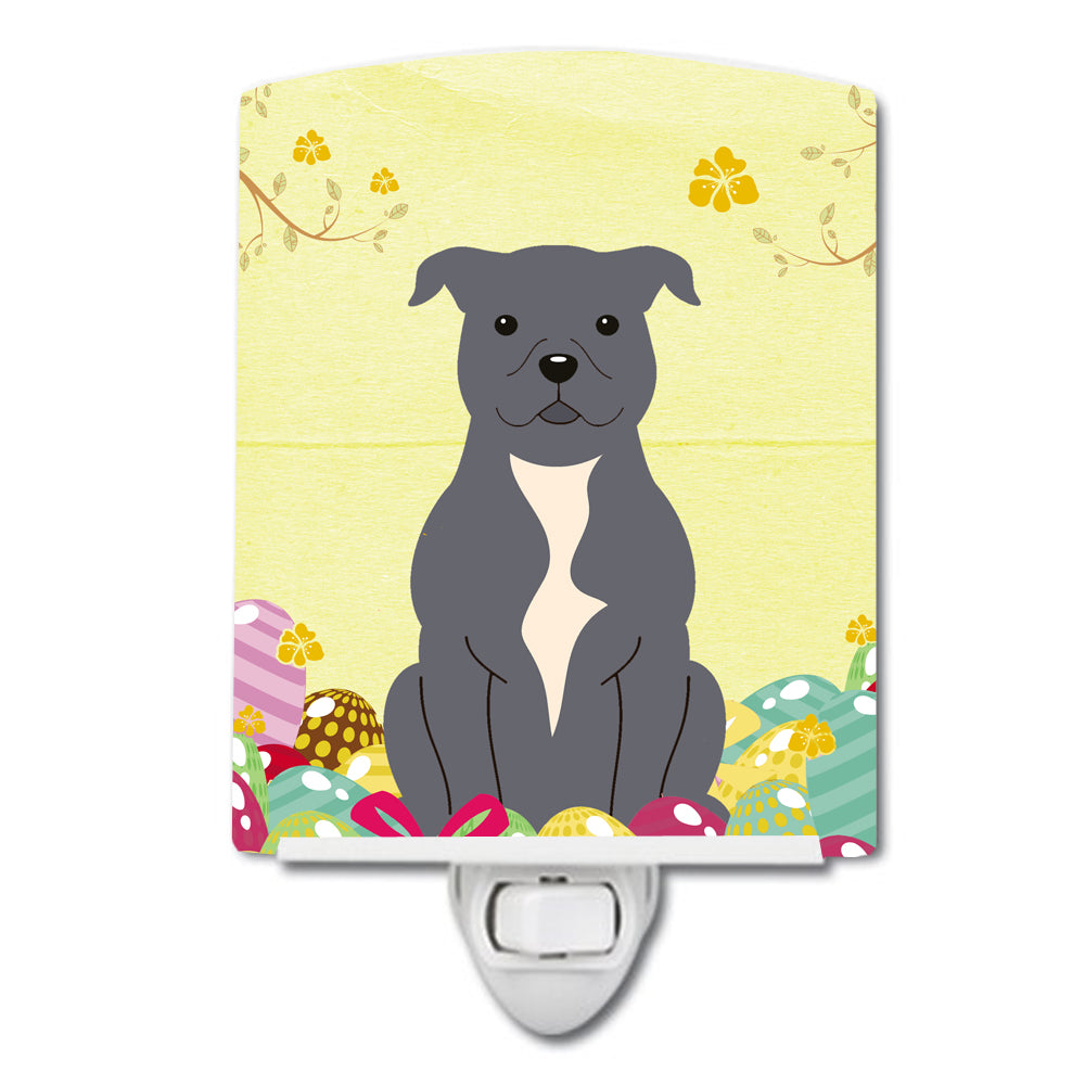 Easter Eggs Staffordshire Bull Terrier Blue Ceramic Night Light BB6046CNL - the-store.com