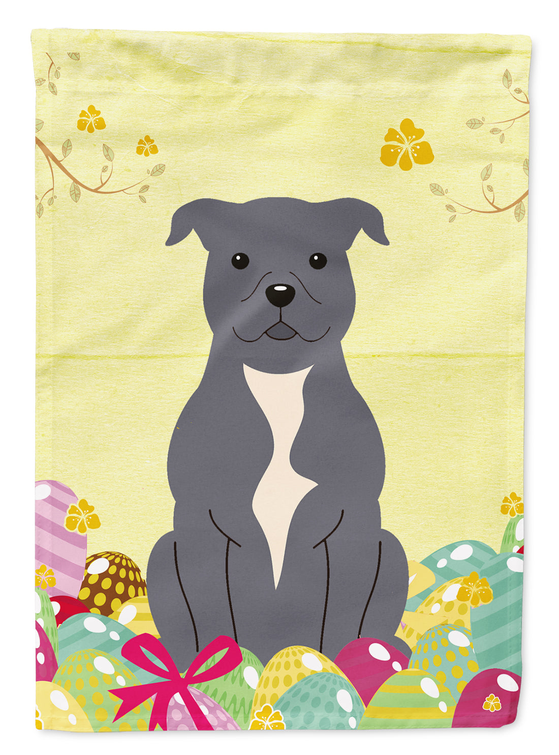 Easter Eggs Staffordshire Bull Terrier Blue Flag Garden Size BB6046GF  the-store.com.