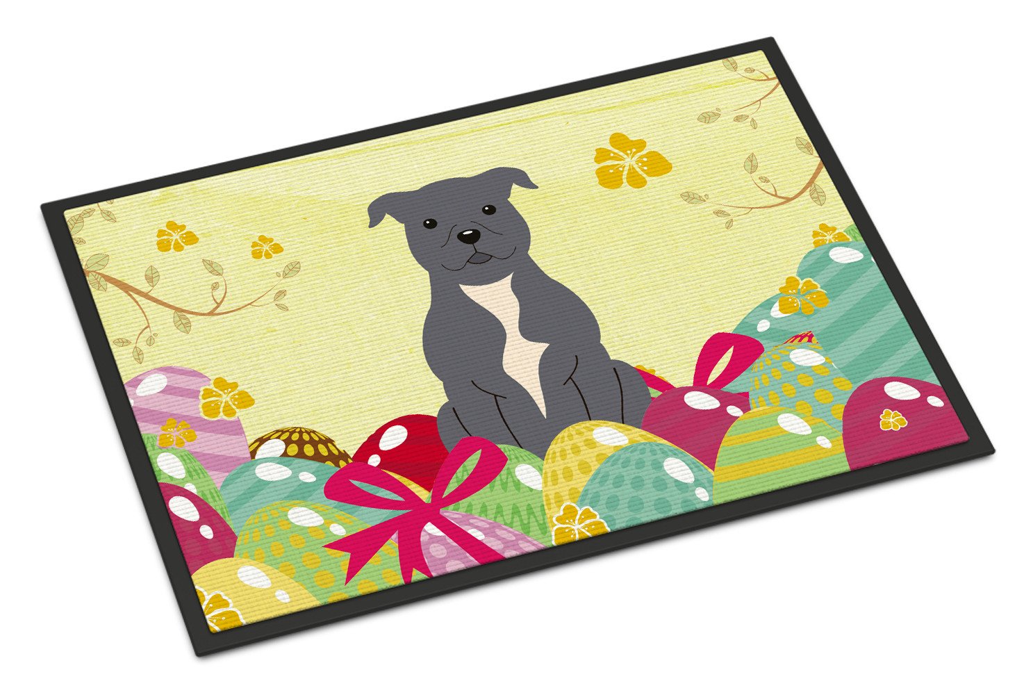 Easter Eggs Staffordshire Bull Terrier Blue Indoor or Outdoor Mat 24x36 BB6046JMAT by Caroline's Treasures