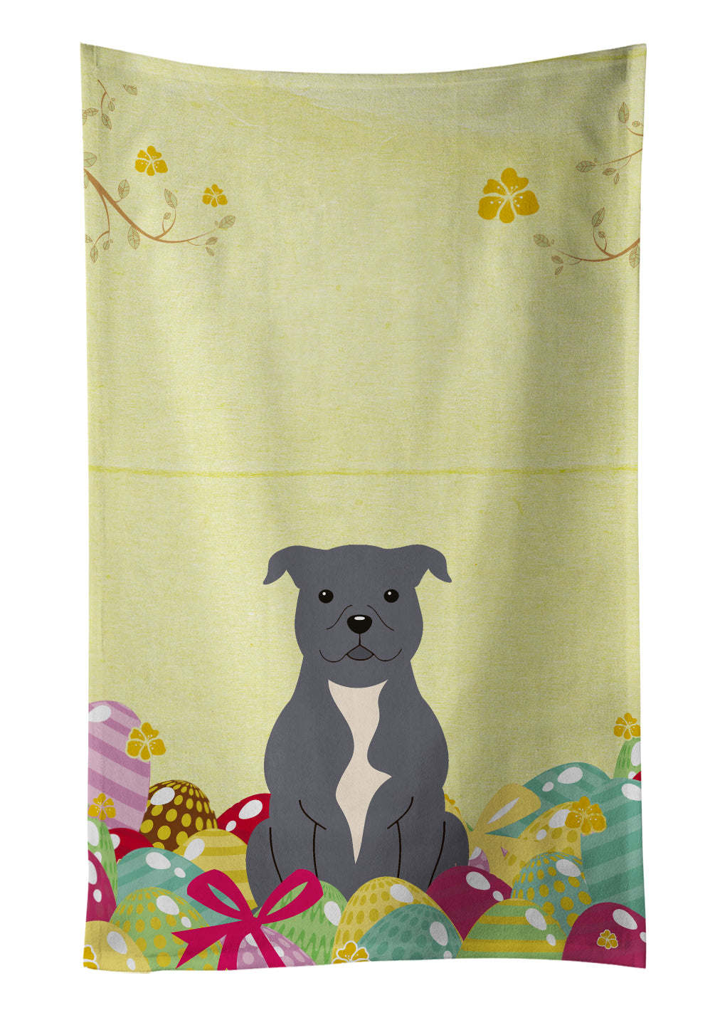 Easter Eggs Staffordshire Bull Terrier Blue Kitchen Towel BB6046KTWL - the-store.com