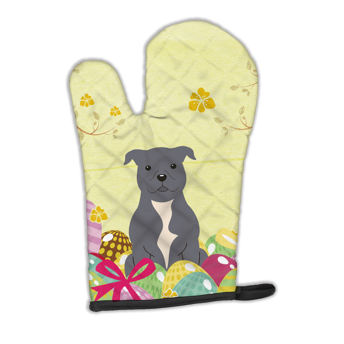 Easter Eggs Staffordshire Bull Terrier Blue Oven Mitt BB6046OVMT  the-store.com.