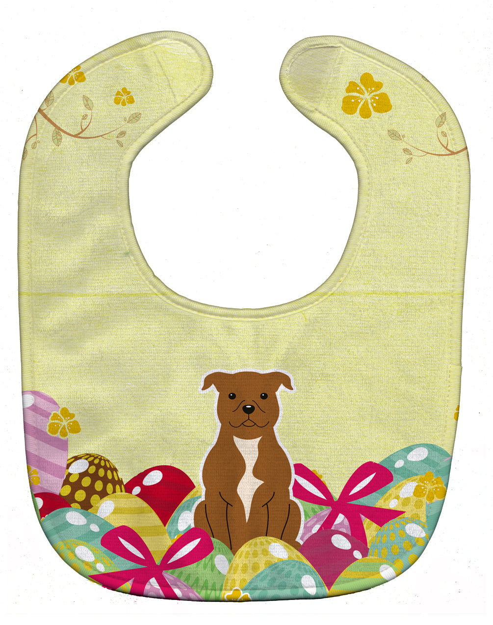 Easter Eggs Staffordshire Bull Terrier Brown Baby Bib BB6047BIB - the-store.com